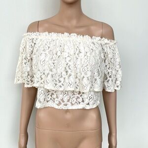 ZARA OFF SHOULDER LACE CROP TOP, S